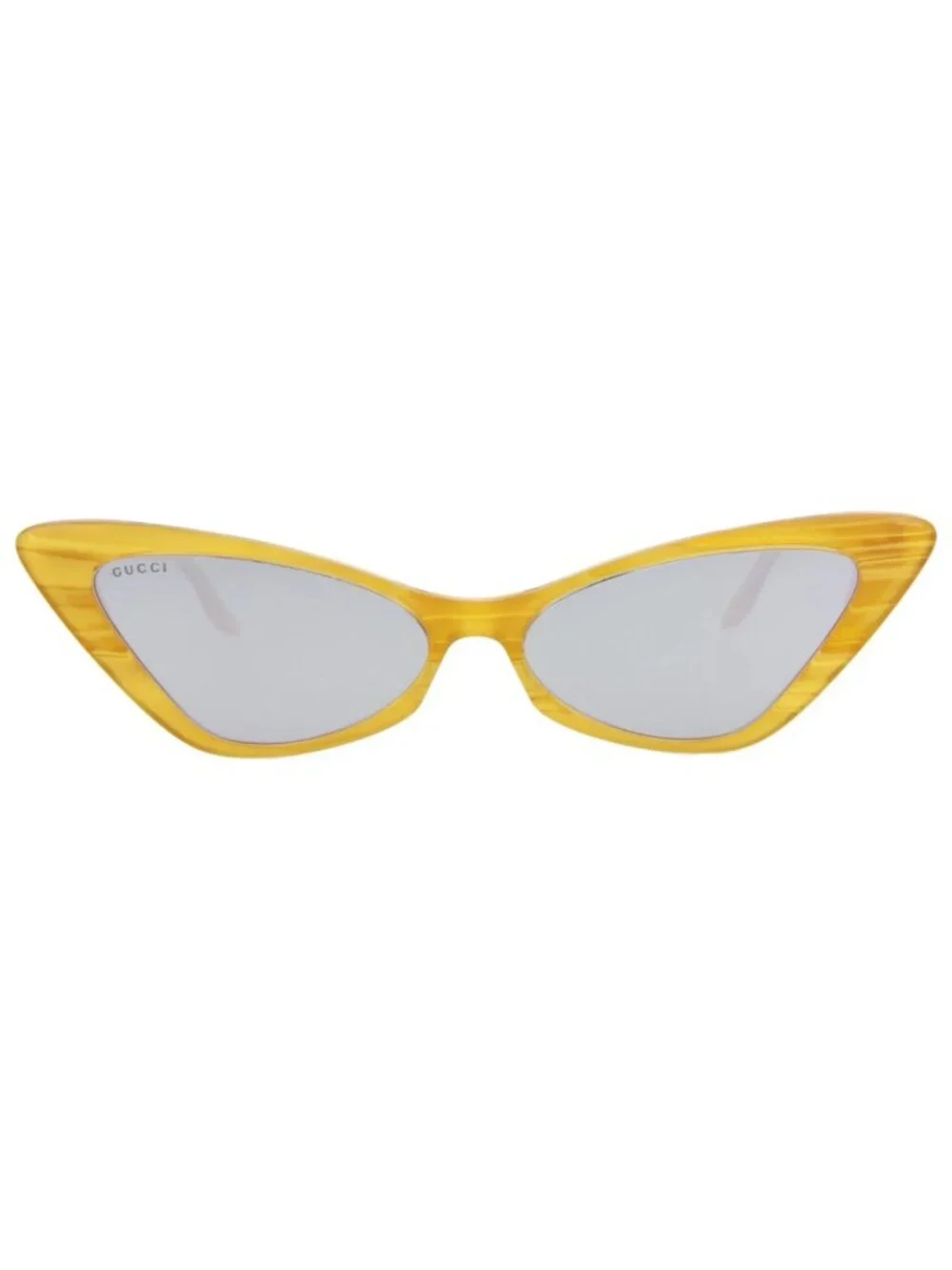 New Gucci Women's Sunglasses Cat Eye Acetate Frame Yellow Yellow Silver